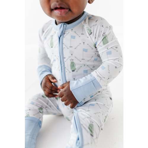 Dressed to the Tee Convertible Footies- Blue | 0-3 Months | Kiki + Lulu