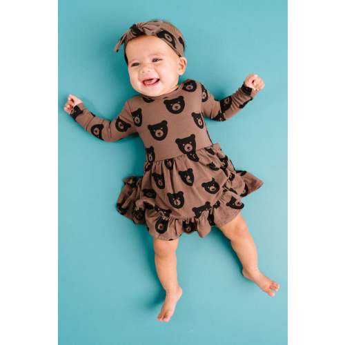 Brown Bear Long Sleeve Bodysuit Bamboo Dress