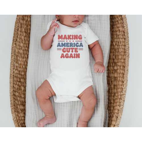 Making America Cute Again Baby Boy Onesie® - Patriotic Baby Shower Gift - Natural Baby Bodysuit
