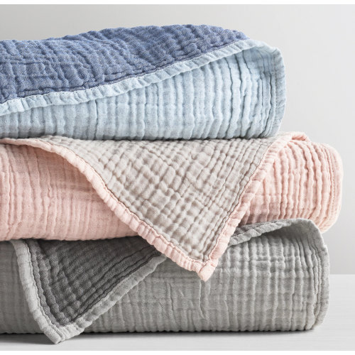 Featherlight Cotton Gauze Swaddle Blanket - Indigo | RH Baby & Child