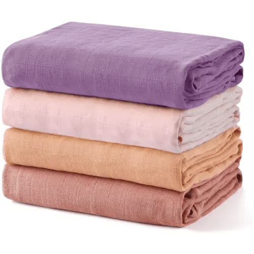 Momcozy Muslin Swaddle Blanket, 4 Pack Large 47 X 47 Inches Breathable Swaddling Receiving Blankets for Baby Boy & Girl, Soft and Skin-Friendly Unisex Baby Blankets