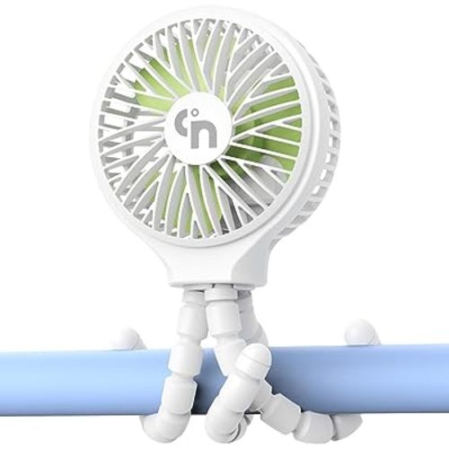 WiHoo Portable Stroller Fan, 11H Ultra-long Battery Life 3 Speed 360°Rotate, USB Rechargeable or Battery Operated Cooling Clip On for Baby Crib Travel Car Seat White