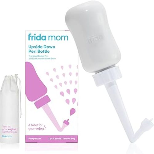 Frida Mom Upside Down Peri Bottle for Postpartum Care, Portable Bidet Perineal Cleansing and Recovery for New Mom, The Original Fridababy MomWasher, Grey