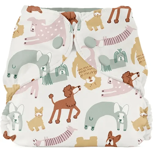 Esembly Cloth Diaper Outer, Swim Diaper, Waterproof Cloth Diaper Cover, Leak-Proof and Breathable Layer Over Prefolds, Flats or Fitteds, Reusable Diaper with Snap Closure - Size 1 (7-17lbs), Off-Leash