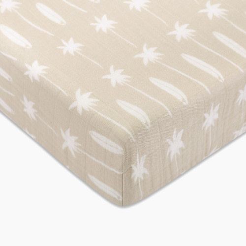 babyletto Crib Sheet in GOTS Certified Organic Muslin Cotton - Beach Bum