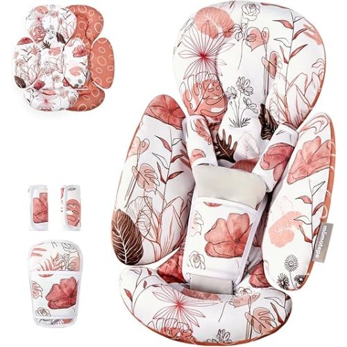 Mamatepe Infant Car Seat Insert, Baby Seat Head and Body Support for Newborn, Soft Breathable, Reversible Design, Fits for Stroller, Baby Swing, Rocker, Bassinets, Pushchair, Orange