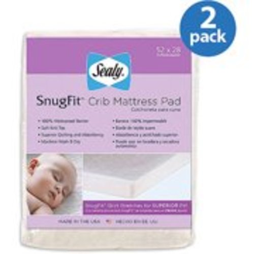 (2 Pack) Sealy SecureStay Waterproof Crib Mattress Pad
