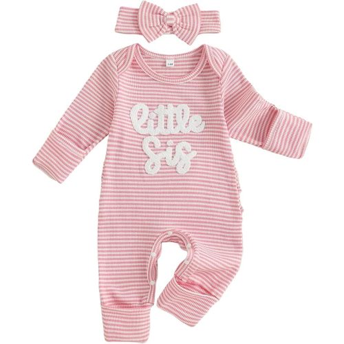 Newborn Baby Girl Outfit Little Sister Lil Sis Sweatshirt Romper Long Sleeve Jumpsuit Cute Infant Clothes