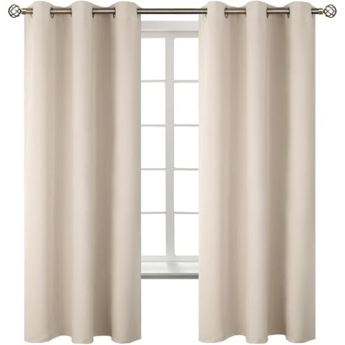 BGment Champagne Curtains 63 Inch Long - Wedding & Party Backdrop Drapes Elegant Room Darkening Thermal Insulated Window Treatments for Birthday Home Decor, Set of 2 Panels, 42 x 63 Inch