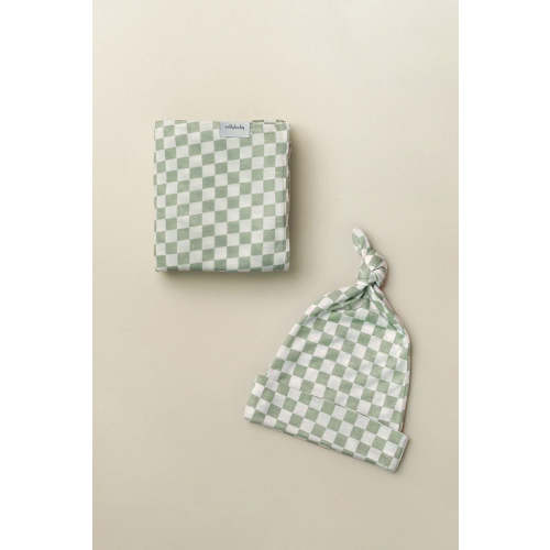 Fern Chequer Swaddle + Hat Set | Fern Chequer