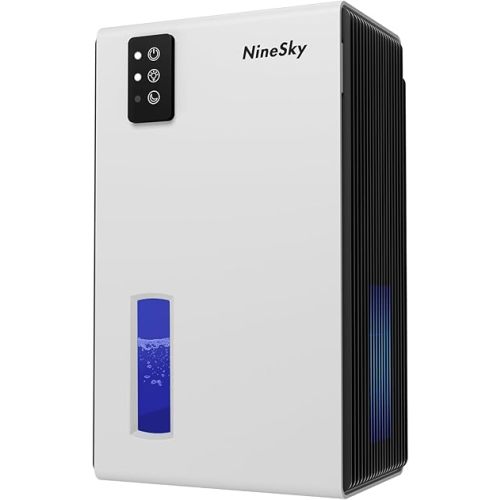 NineSky Dehumidifiers for Home, 1000 Sq.Ft Dehumidifier with 95oz Water Tank, Quiet Dehumidifier for Basement Bathroom Bedroom with 7-Color Ambient Light & Auto Shut Off, White