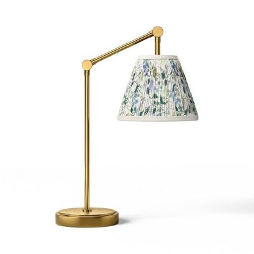 Rifle Paper Co. X Target Strawberry Fields Desk Lamp: Gold Table Light, Small Task Lamp, Metal & Linen, 40w, Etl Listed
