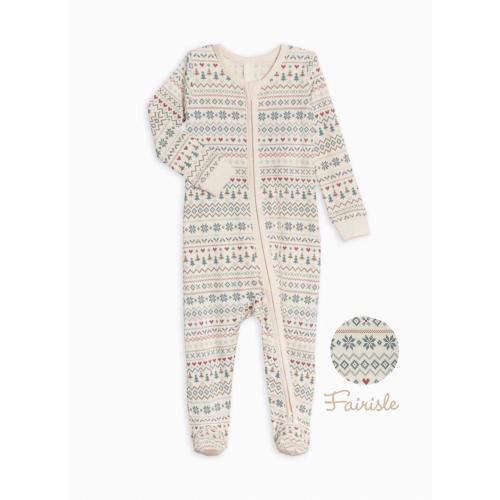 Organic Cotton Baby Christmas Zipper Footies