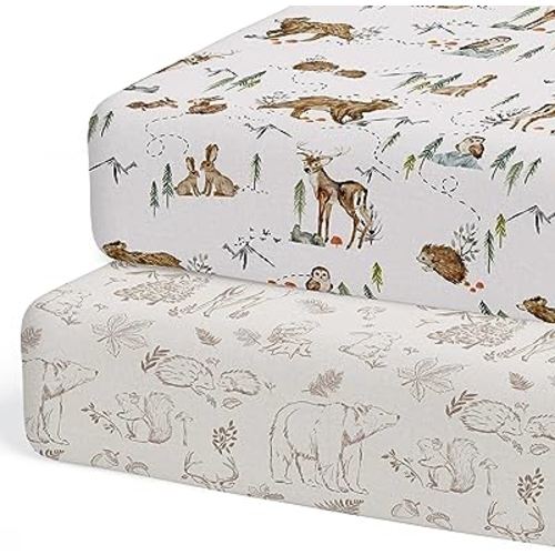 2-Pack Fitted Crib Sheets for Standard Crib (Magic Forest) - Premium Fitted Sheets - Buttery Soft Cotton Blend