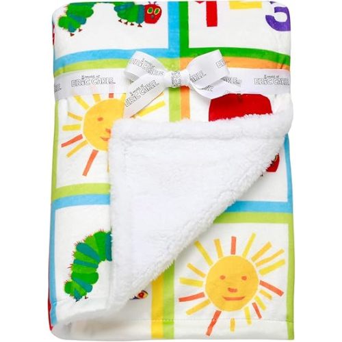 2 Ply Plush Baby Blanket, Reversible World of Eric Carle The Very Hungry Caterpillar Print (Multi-Colored, 30 in. x 40 in.)