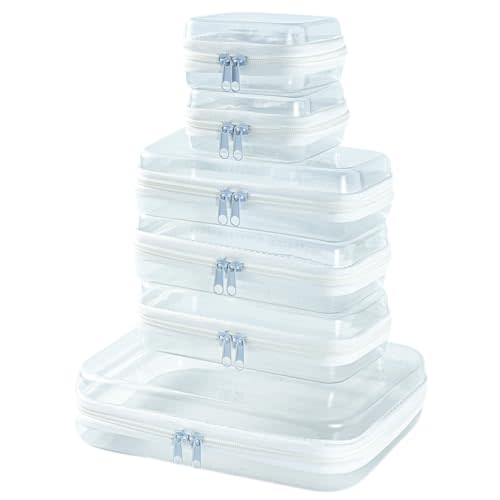 6 pcs Clear Zipper Pouches, Toiletry Bag for Travel, Stackable Waterproof Diaper Bag, Zipper Pouch, Travel Organizer, Clear Cosmetic Bag,Toy Storage Bins (M+3S+2Mini)