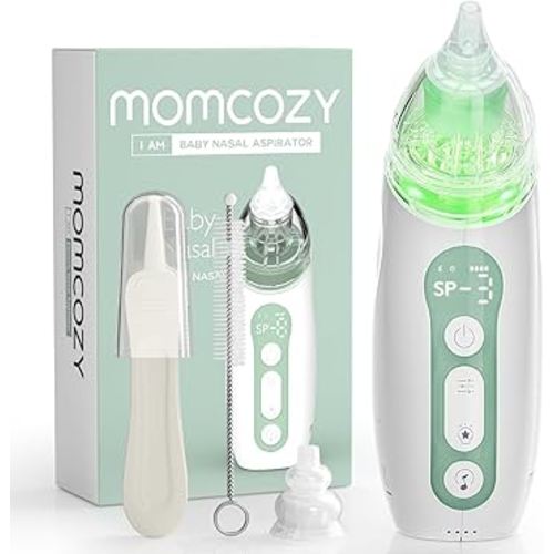 Momcozy Baby Nasal Aspirator, 3 Suction Levels Electric Nasal Aspirator for Baby, Newborn and Toddler, Portable Baby Nose Aspirator with Light Soothing and Music