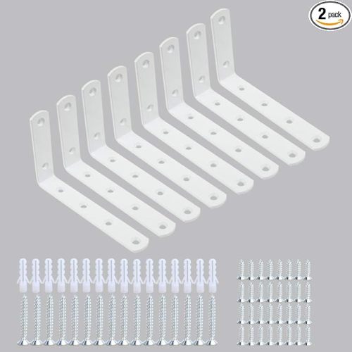 WINKER Corner Brace 16Pcs Shelf Bracket Heavy Duty White Steel L WINKER Corner Brace, Decorative Joint Angle Bracket for Shelf 5 InchX3 Inch Shelves Wall Hanging Bracket with Screws(16PCS))