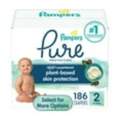 Pampers Pure Protection Diapers Size 2, 186 Count - Hypoallergenic, Shea Butter Enriched, 12 Hour Leakage Protection