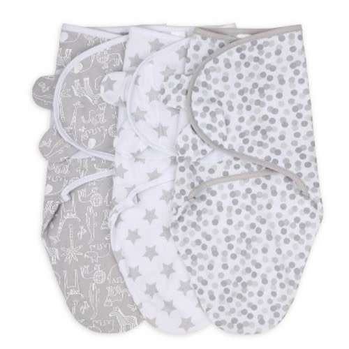 The Peanutshell Swaddle Wrap – S/M 3pk, Color: Gray Safari Sky