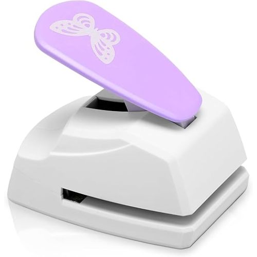 Butterfly Punch for Paper Crafts, Butterfly Silhouette Shapes Paper Punch Circle Cutter, Embossing Machine Butterflys Silhouette Craft Lever Punch for Scrapbooking and Arts(Purple)