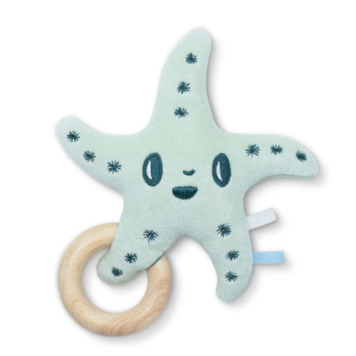 Teal Sea Star Teething Rattle