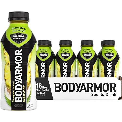 BODYARMOR Sports Drink Sports Beverage, Pineapple Coconut, Natural Flavors With Vitamins, Potassium-Packed Electrolytes, No Preservatives, Perfect For Athletes, 16 Fl Oz (Pack of 12)