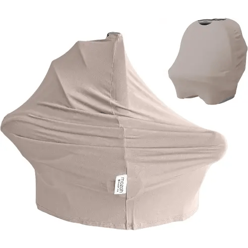 MOZAH Baby Multi-Use Cover: 9-in-1 Car Seat Covers Canopy Cover, Breathable Breastfeeding Cover, Stroller Cover & More, Boys & Girls Shower Gifts (Warm Taupe)