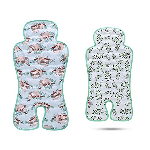 Gel Car Seat Cooler Pad,1 Pack Double Sides-Universal Baby Stroller Ice Cushion Cooler Mat,Summer Cooling Seat Liner,Multifunctional Suitable for Baby Dining Chair,Child Safety Seat(Sloth + Leaves)