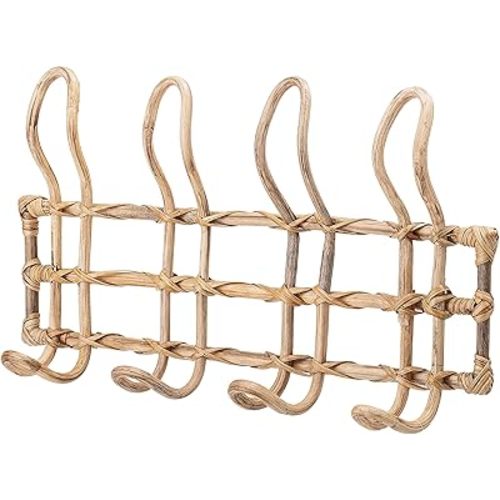 Bloomingville Beige Rattan Wall Hanger with 4 Hooks