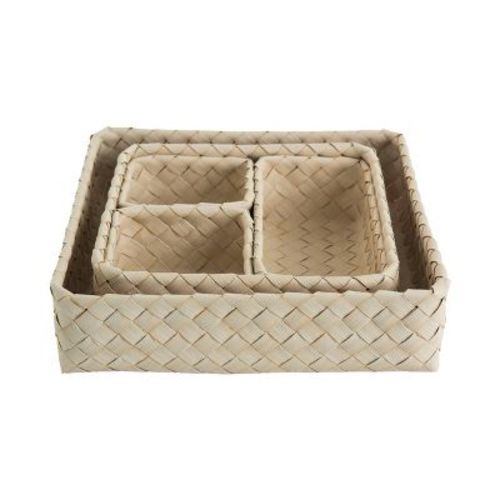 WeThinkStorage Set of 5 Handcrafted Natural Seagrass Decorative Storage Bins Beige
