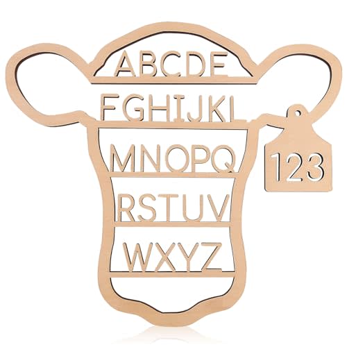 Nichake Western Nursery Wall Decor Neutral Cow Alphabet Wall Art,3D Cut ABC Letters Signs,Boho Wall Decor for Nursery, Bedroom, Playroom,and Kids Room
