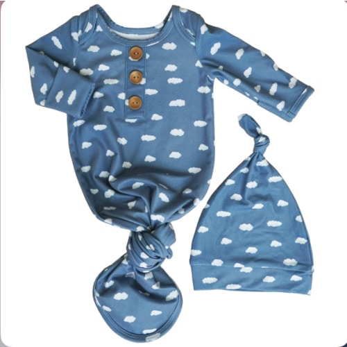 Sweet Dreams Newborn Baby Knot Gown & Hat | Caden Lane