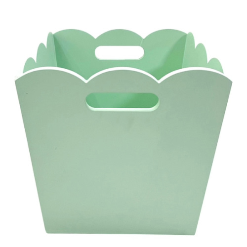 Scalloped Wood Storage Bin- Lt Green