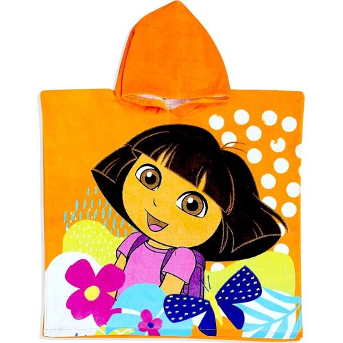 Dora the Explorer Butterfly and Flowers Orange 100% Cotton Hooded Poncho Bath Towel