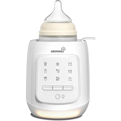 GROWNSY Bottle Warmer, 9-in-1 Water Bath Nutri Baby Bottle Warmer, Fast & Easy Milk Warmer for Breastmilk& Formula, Warms Baby Milk to Body Temp and Maintain Nutrients - White