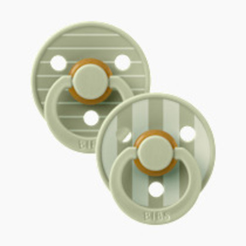 BIBS Studio Pin Colour Natural Rubber Pacificier (2-pack) - Sage, Size 2