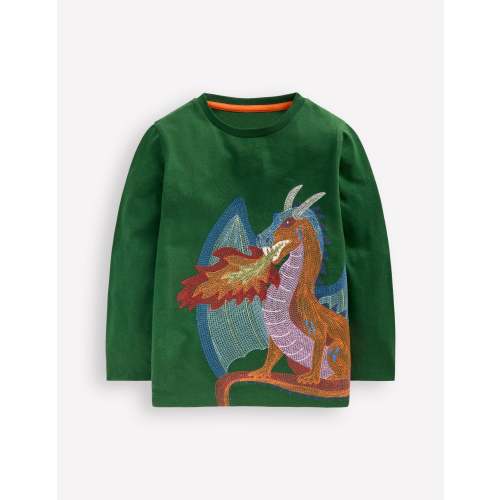 Longsleeve Superstitch T-shirt-Shady Green Dragon