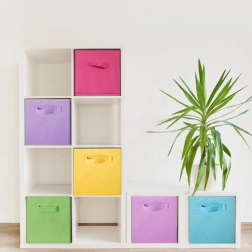 ShellKingdom Collapsible Fabric Cube Storage Bins (10.5" x 10.5"), 6 pack, Multicolor