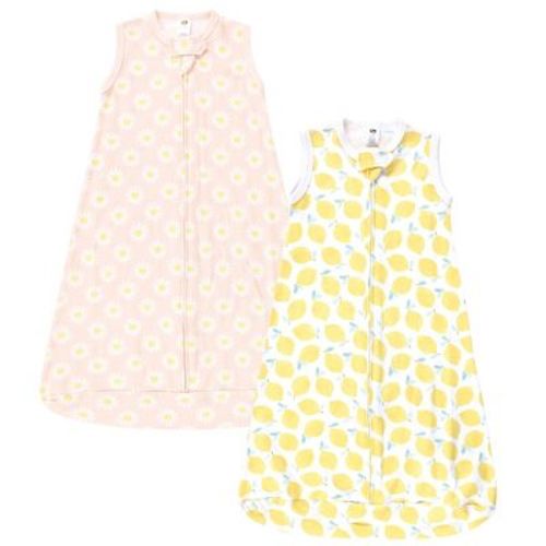Hudson Baby Infant Girl Cotton Long-sleeve Wearable Sleeping Bag, Sack, Blanket, Lemon Daisy Sleeveless, 18-24 Months
