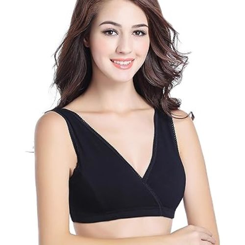 CAKYE 3 Pack Maternity Nursing Sleep Bra Breastfeeding Cotton Bralette