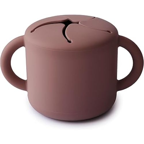mushie Silicone Snack Cup | Spill Proof Food Container for Toddler and Baby (Woodchuck)