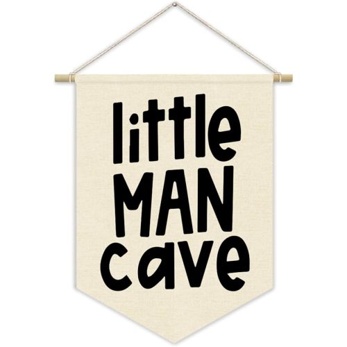 Playroom Decor,Little Man Cave Canvas Banner,Boys Room Wall Hanging Pennant Flag Canvas Banner, Boys Kids Bedroom Dorm Nursery Decor,Funny Banner Toddler Room Decor 15x11in
