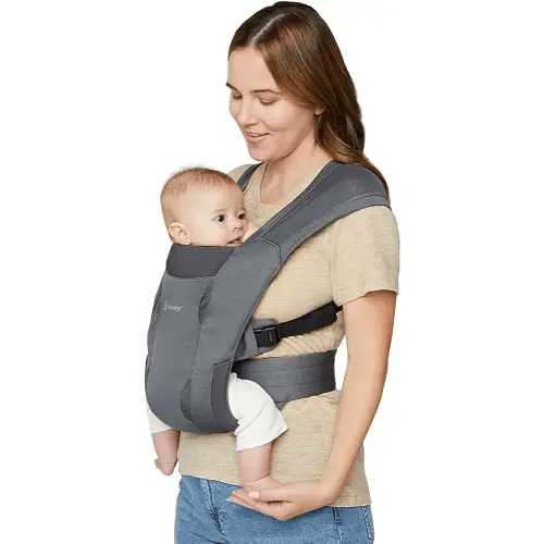 Ergobaby Embrace Baby Carrier Newborn to Toddler - Lightweight Ergonomic Baby Carriers - Cozy Essentials (7-25 Pounds), Soft Air Mesh, Washed Black