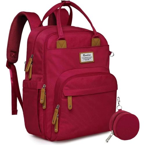 RUVALINO Diaper Bag Backpack, Multifunction Travel Pack Maternity Baby Changing Bags, Large Capacity, Waterproof, Purplish Red