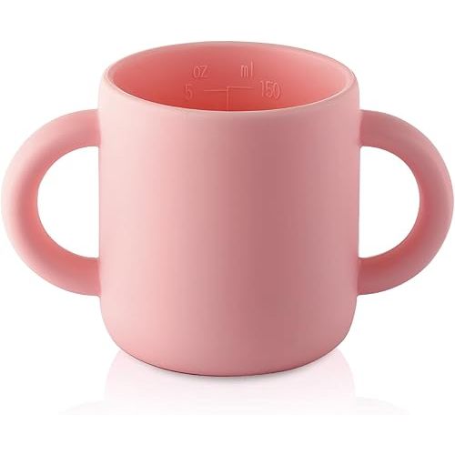 Silicone Training Cup for Infants - 2 easy- grip handles - Baby Open Cup 5 OZ, Great for Toddlers, Infants, Babies, Children (Princess powder)