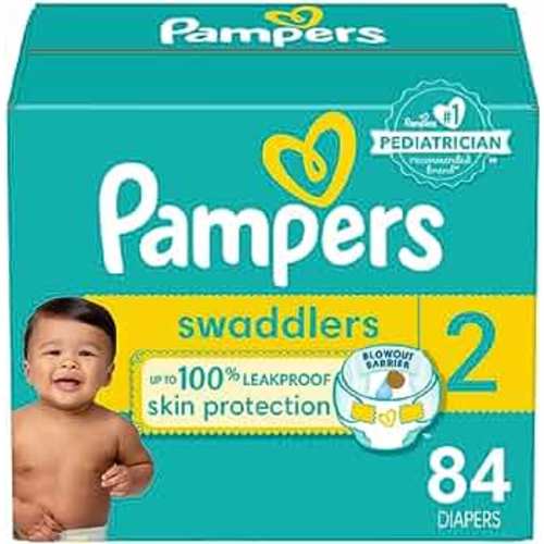 Pampers Swaddlers Diapers - Size 2, 84 Count, Ultra Soft Disposable Baby Diapers