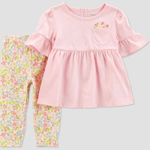 Carter's Just One You®️ Baby Girls' Bunny Floral Top & Bottom Set - Pink 3m