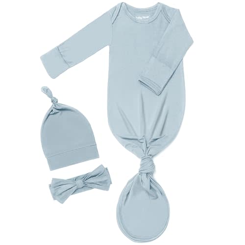 Baby Gowns 0-3 Months Soft Viscose Sleepers For Boy Girl, Breathable Newborn Sleepers With Mitten Cuffs
