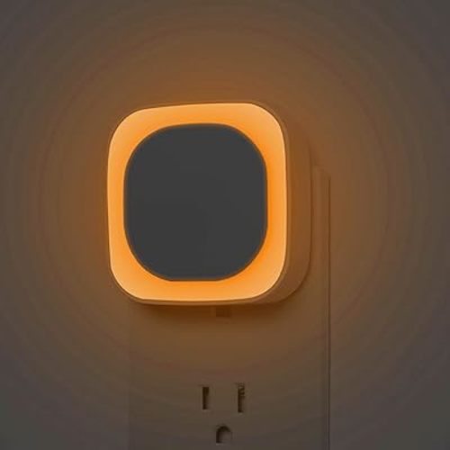 2 Pack Plug in Dimmable Night Light, Auto Dusk to Dawn Sensor, LED Night Light, Soft Glow, Diffused Light, Amber Night Light for Kids, Bathroom, Hallway, Kitchen, Bedroom, as Gifts